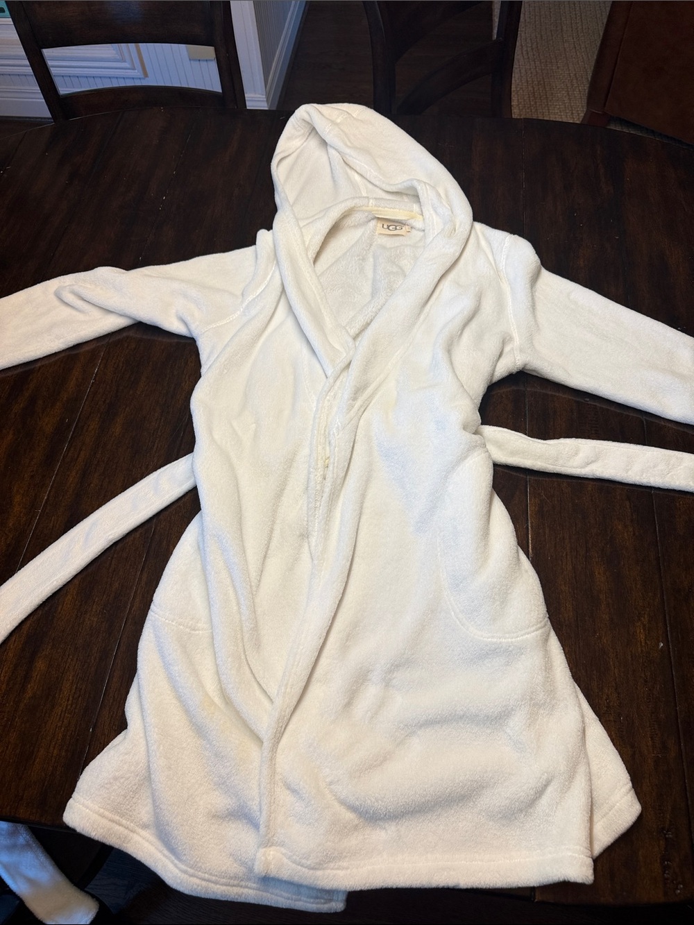 UGG Women's Cream Hooded Plush Robe Jacket
